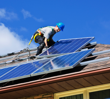 solar panels being installed